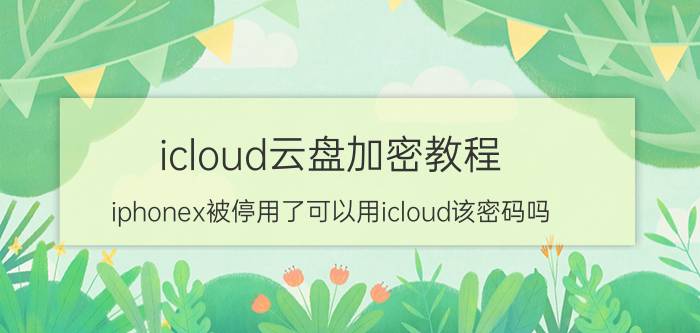 icloud云盘加密教程 iphonex被停用了可以用icloud该密码吗？